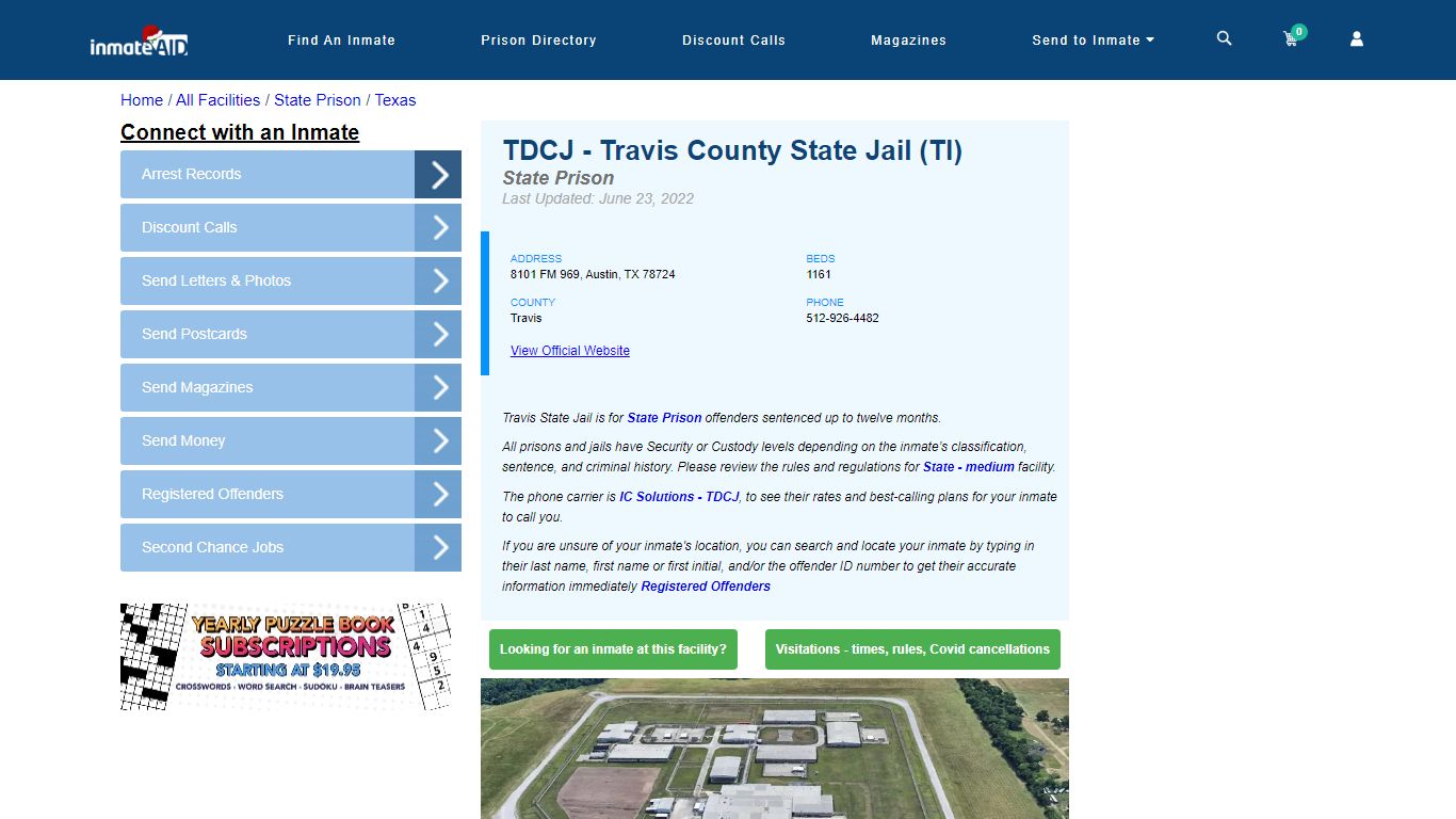 TDCJ - Travis County State Jail (TI) & Inmate Search - Austin, TX